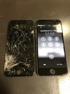 ガラスがバキバキに割れたiPhone6s