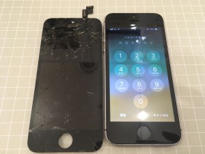 iphone5S　ガラスパネル破損
