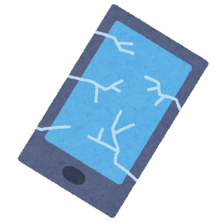 画面が割れているスマホ　イラスト